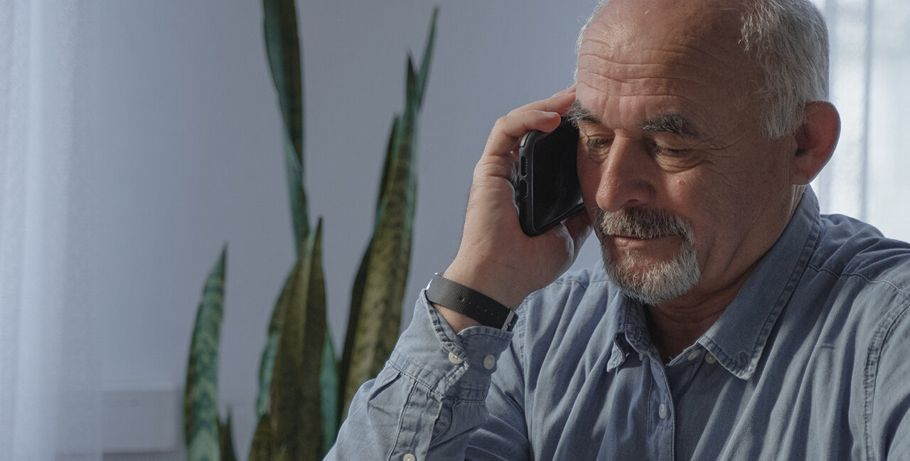 Older gentleman on a mobile phone