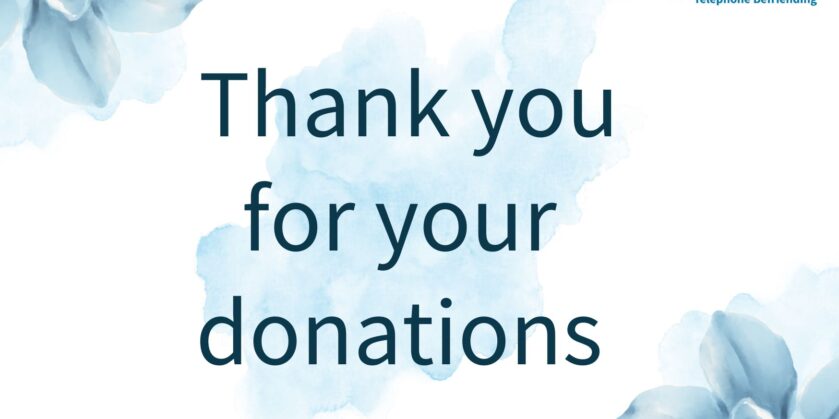 Image shows the words "Thank you for your donations." There are pale blue flowers around the wording and the Sightline logo to the top right hand side.